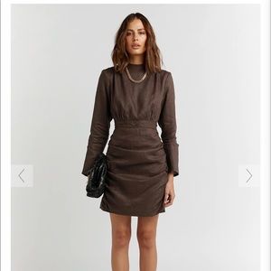 DISSH MAYA DARK CHOCOLATE LINEN DRESS